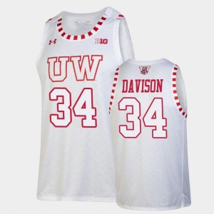 Men's Wisconsin Badgers Replica White Brad Davison #34 Alternate Basketball Jersey 745244-245