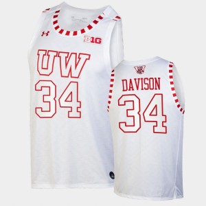 Men's Wisconsin Badgers College Basketball White Brad Davison #34 By The Players Alternate Basketball Jersey 903126-295